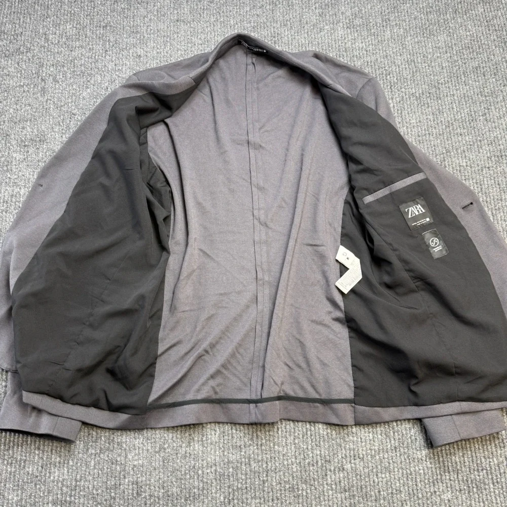 Zara‎ Blazer Mens XL Gray Unstructured Comfort Jacket Knit Stretch One Button